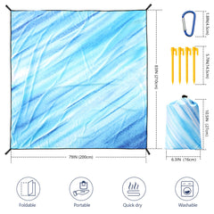 WIWIGO beach blanket shows four sand pockets for secure setup