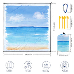 WIWIGO Beach Blanket demonstrating sand-proof and waterproof surface on the sand.