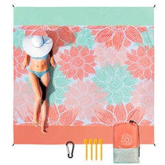 WIWIGO Beach Blanket sandproof pockets keep blanket anchored on sand.