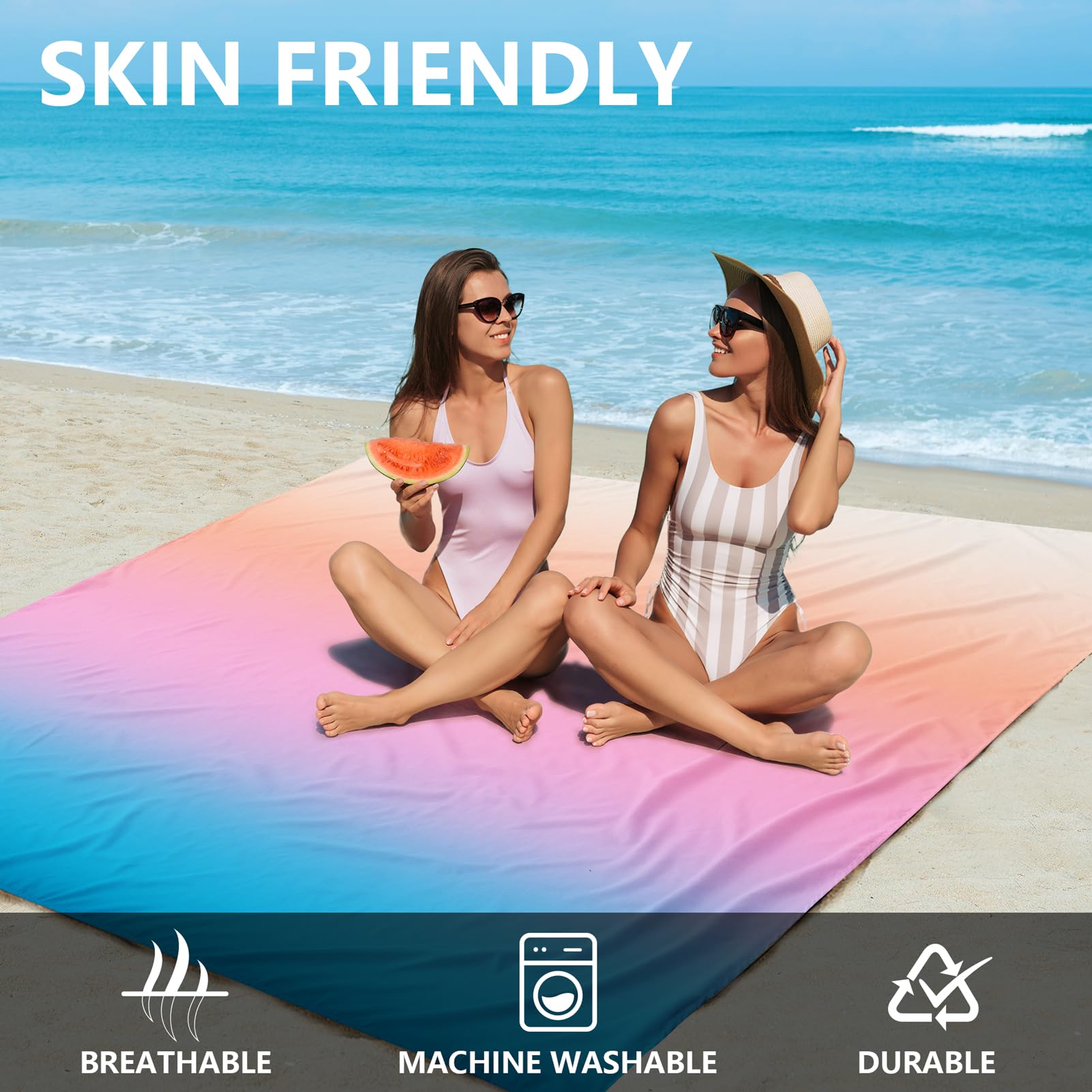 WIWIGO beach blanket surface shows sandproof and waterproof fabric for clean seating