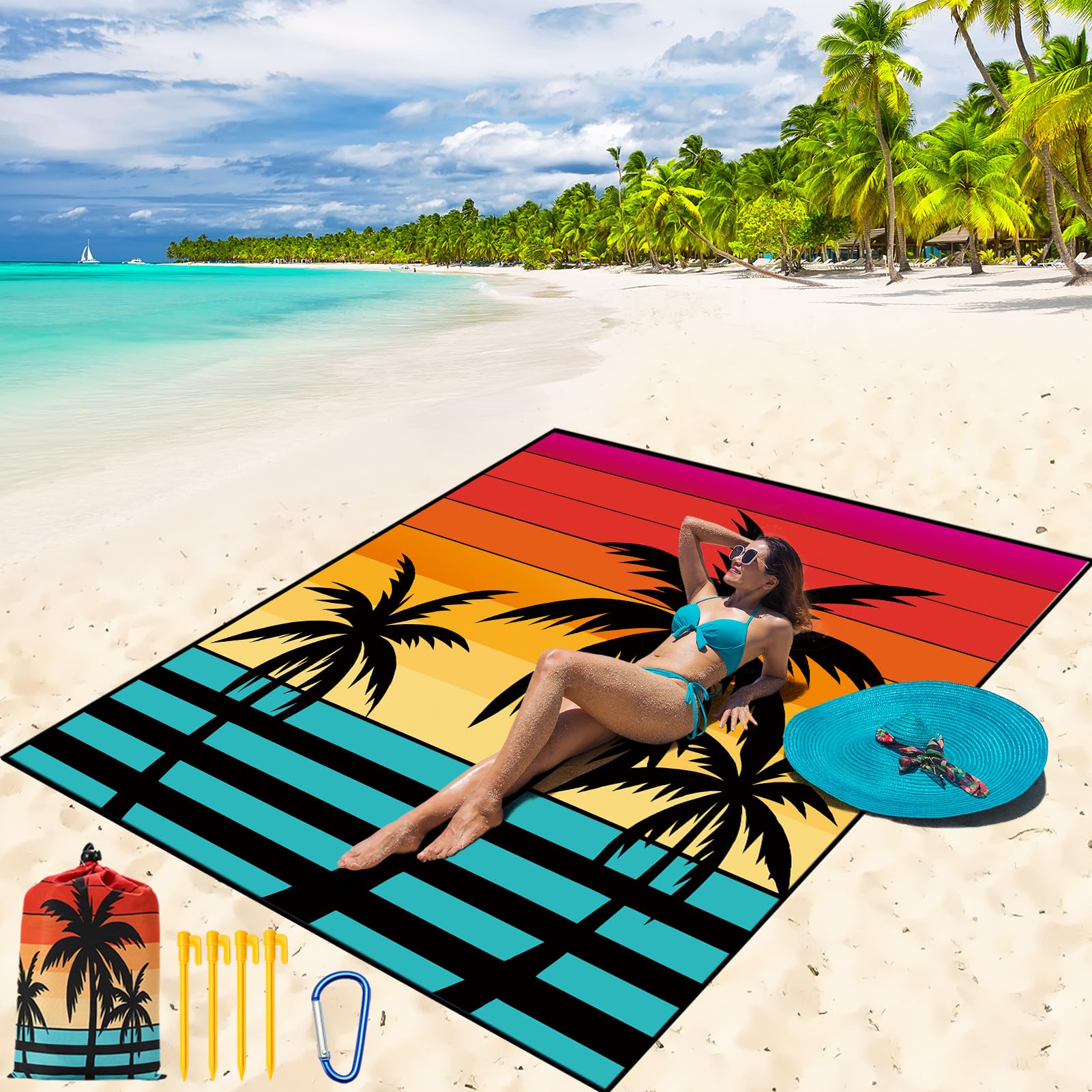 WIWIGO beach blanket setup for quick and easy outdoor picnics.