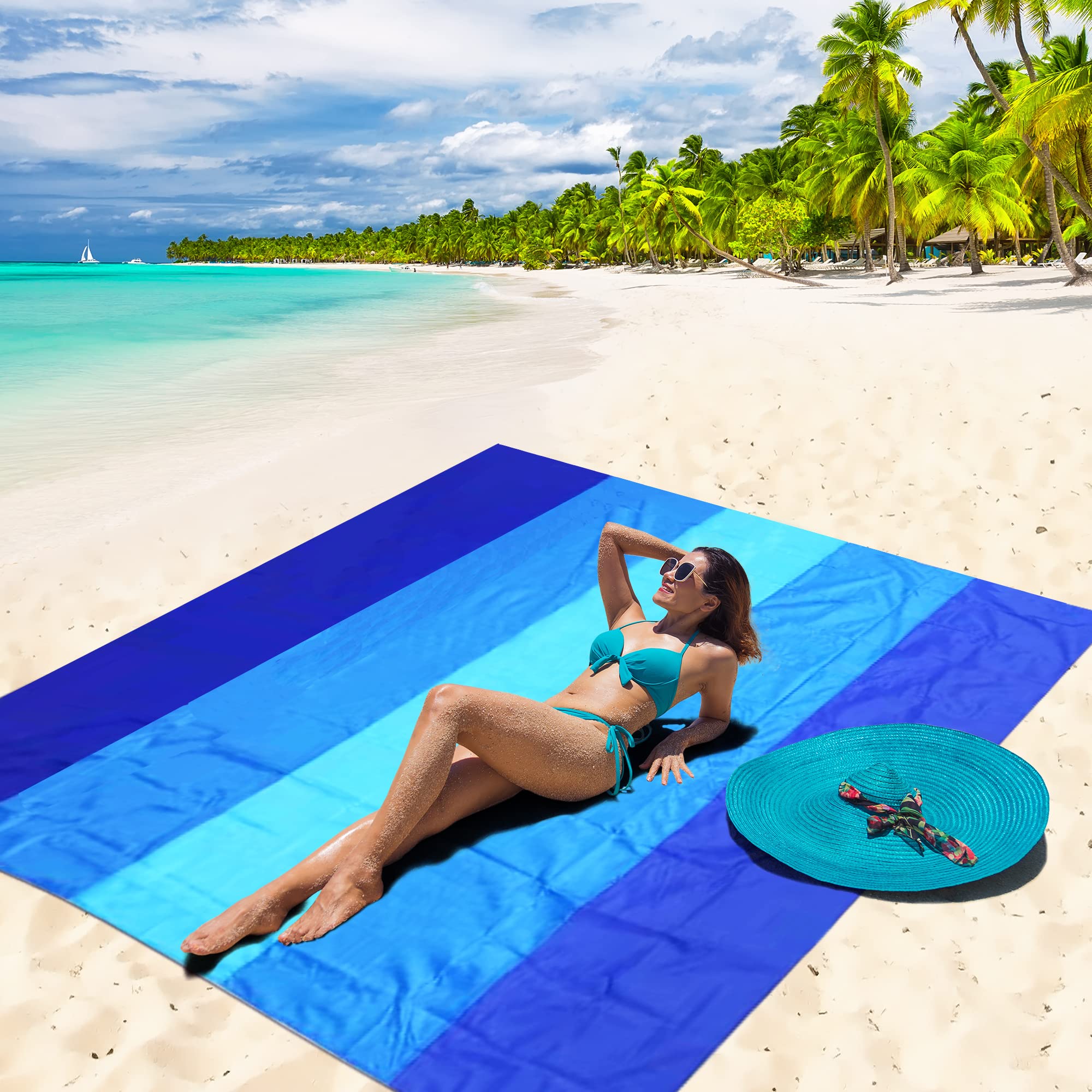 WIWIGO Beach Blanket size-120x108 offers ample space for gatherings