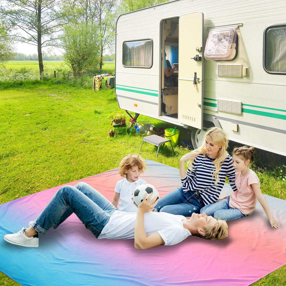 WIWIGO beach blanket laid out, spacious 79x83 inches for groups of 2-8