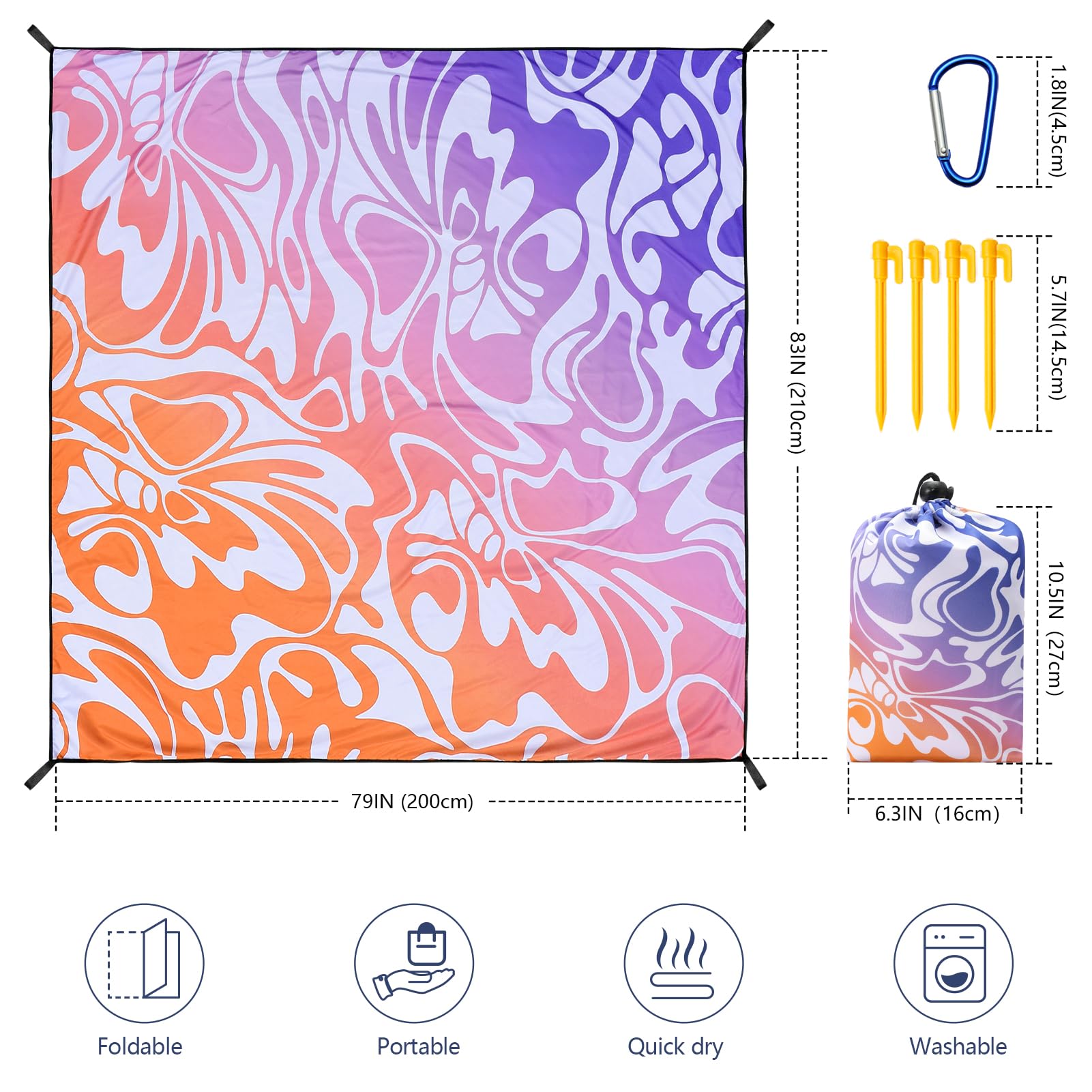 WIWIGO Beach Blanket spread out on sand for family use
