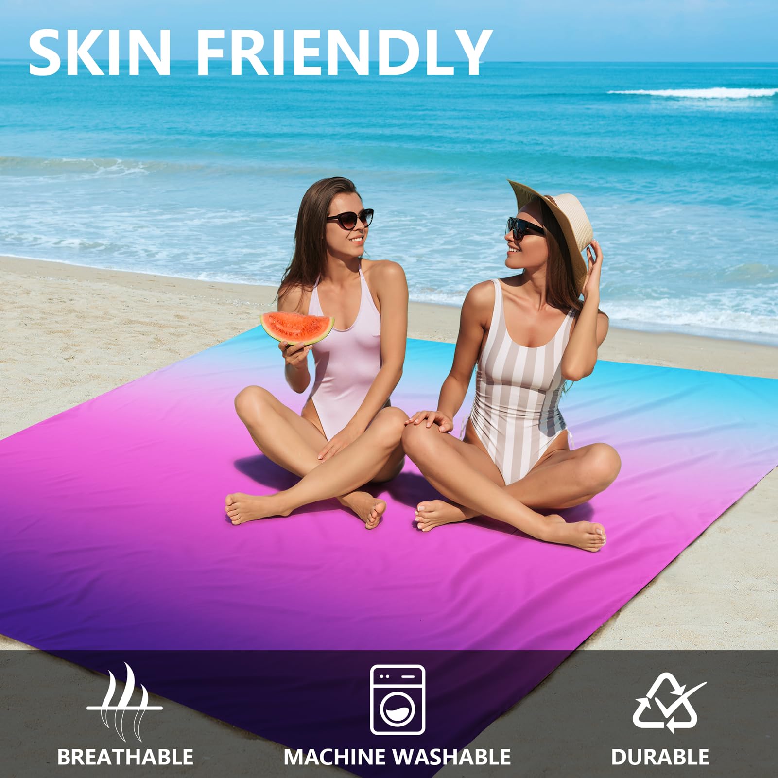 WIWIGO Beach Blanket is waterproof and fast-drying for quick reuse after splashes.
