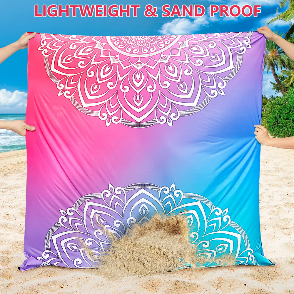 WIWIGO Beach Blanket waterproof nylon material resists moisture