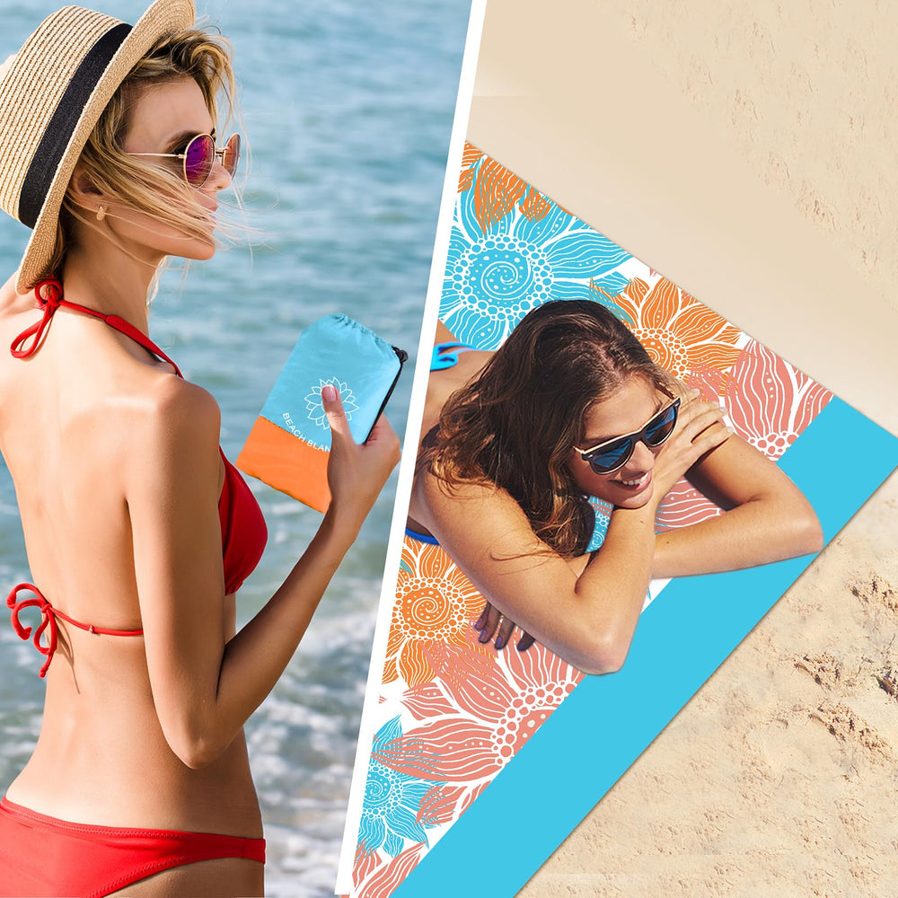 WIWIGO Beach Blanket waterproof nylon fabric dries quickly and cleans easily after beach days