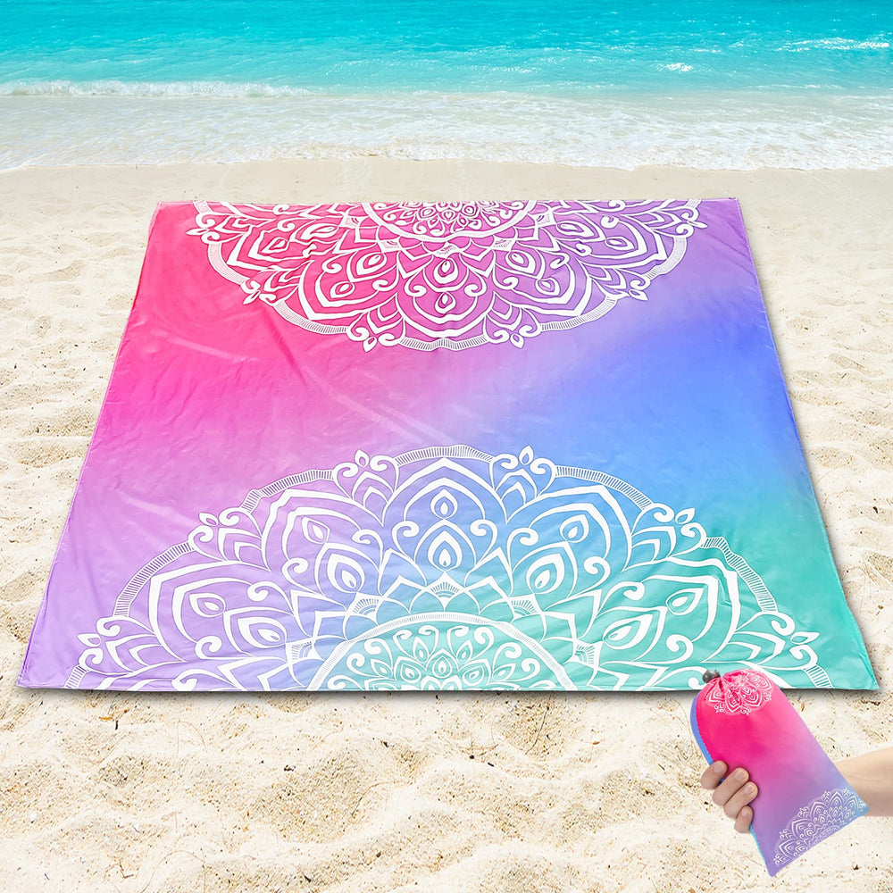 WIWIGO beach blanket 79x83 ample space for family picnics and sunbathing.