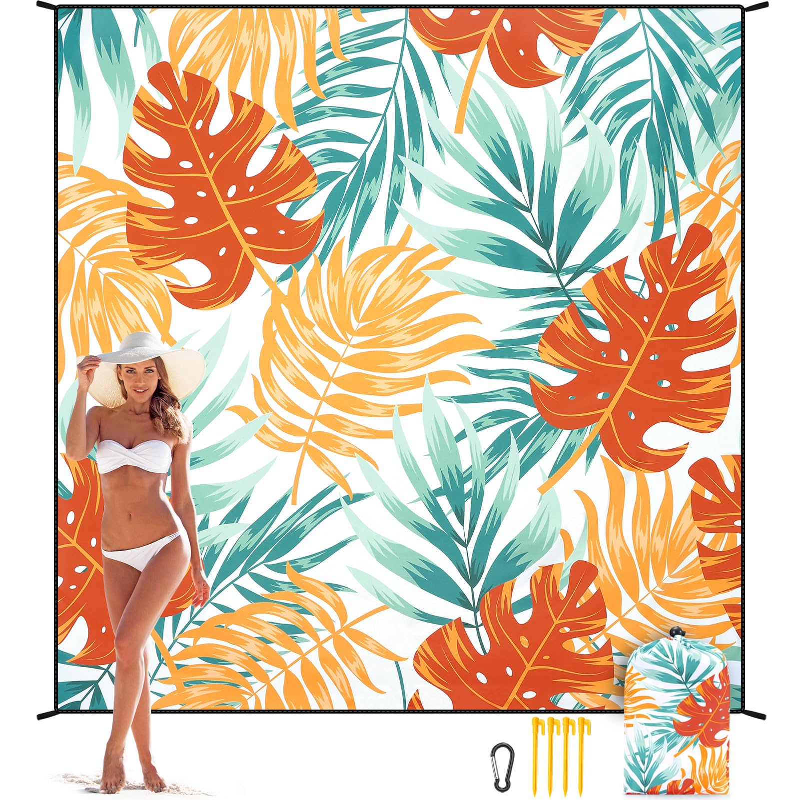 WIWIGO Beach Blanket sandproof surface keeps sand off for cleaner beach days