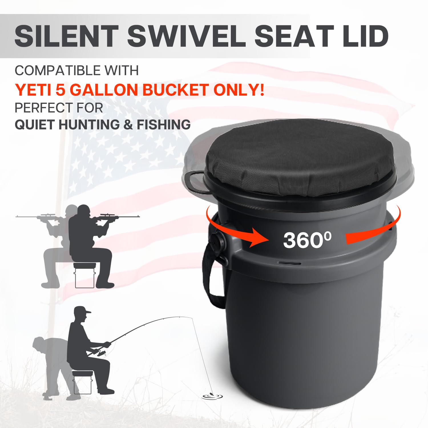 Wizcave 5-gallon swivel seat demonstrates smooth rotation for on-the-go use.