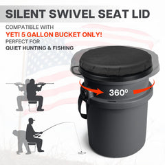 Wizcave 5-gallon swivel seat demonstrates smooth rotation for on-the-go use.