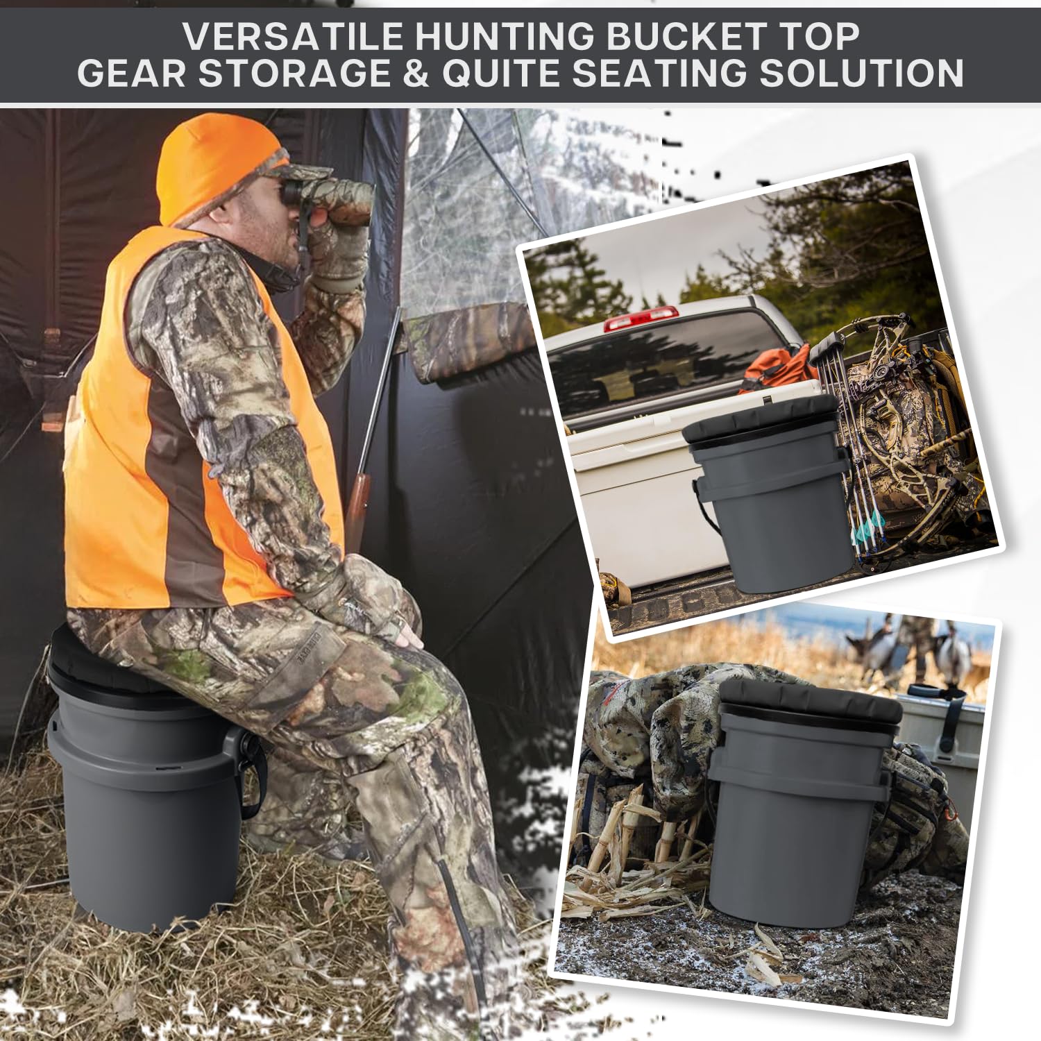 Outdoor seating companion for fishing, hunting, or camping adventures.