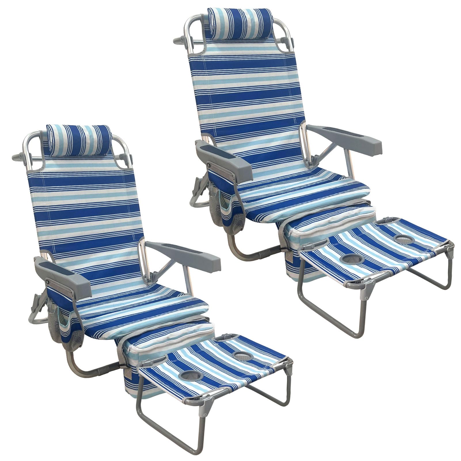WKFAMOUT backpack beach chair with aluminum table for convenient surface.