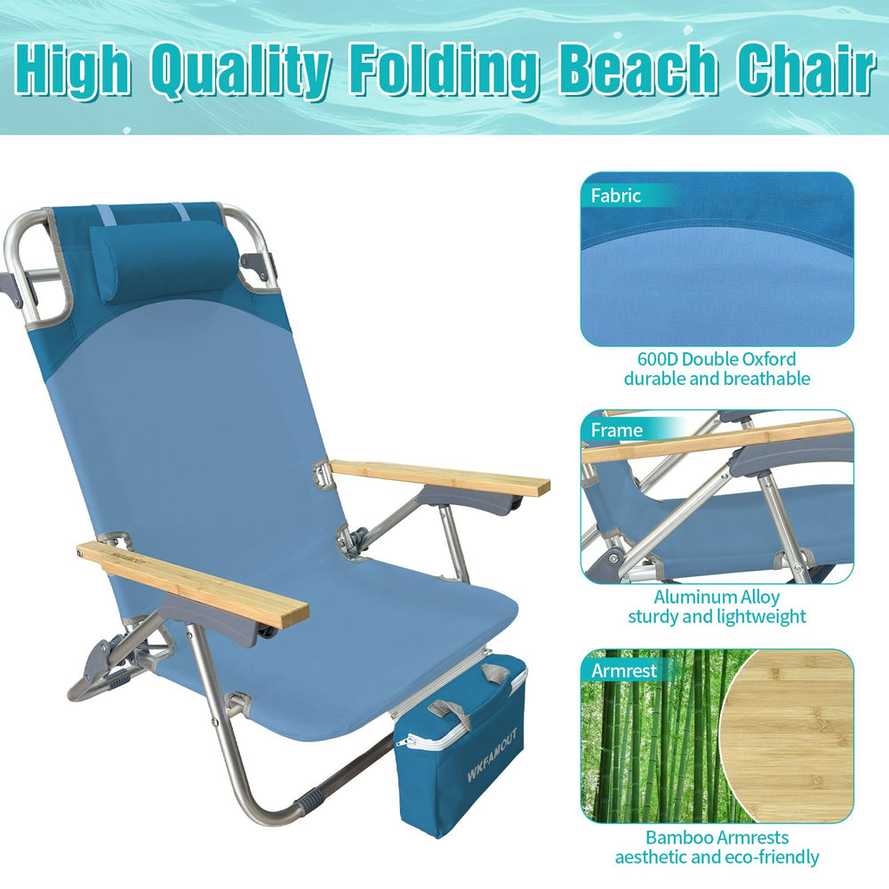 WKFAMOUT insulated cooler bag attachment keeps beverages handy during beach sessions.