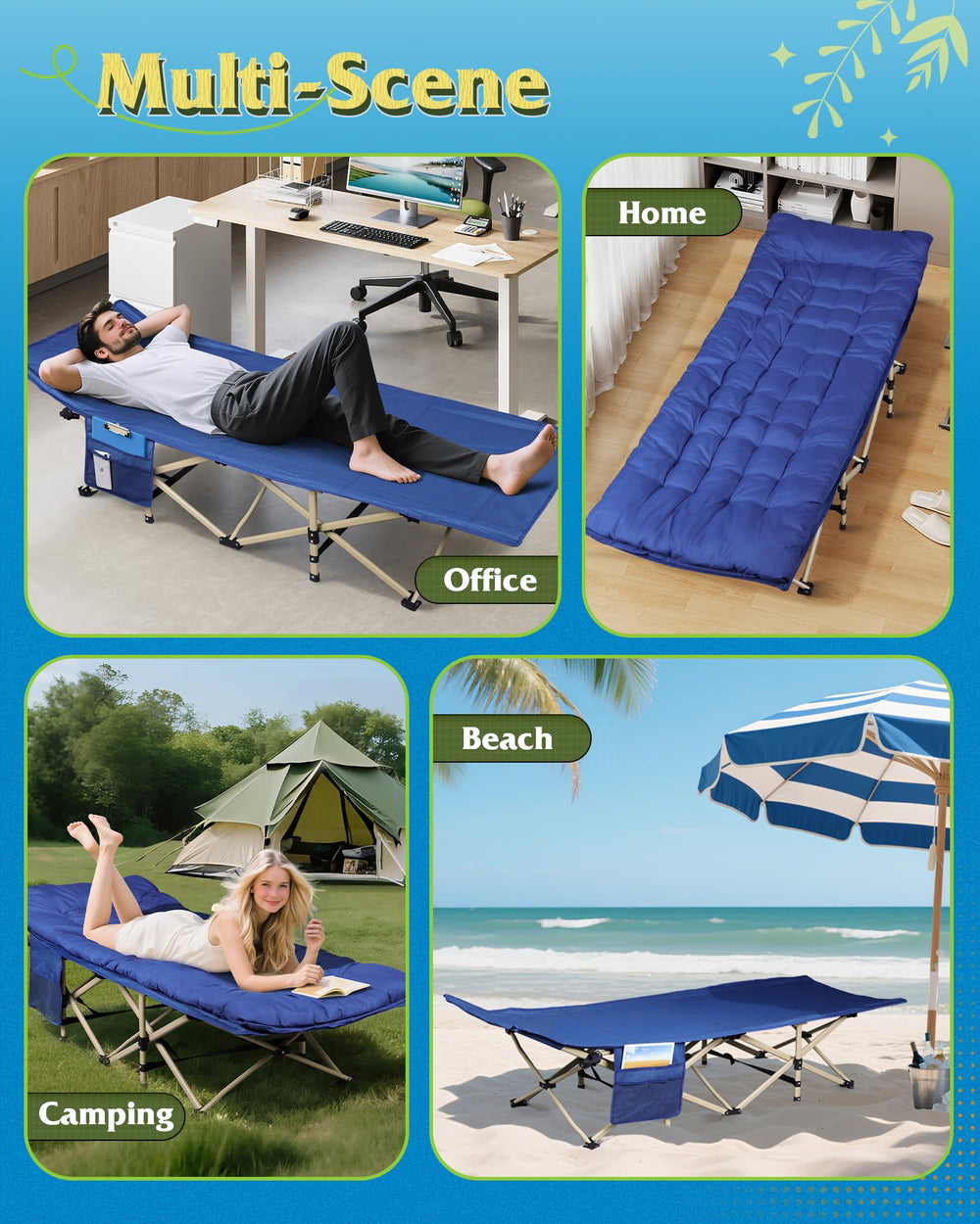 WLIVE camping cot-outdoor-use adapts to camping, naps, or guest room setups.