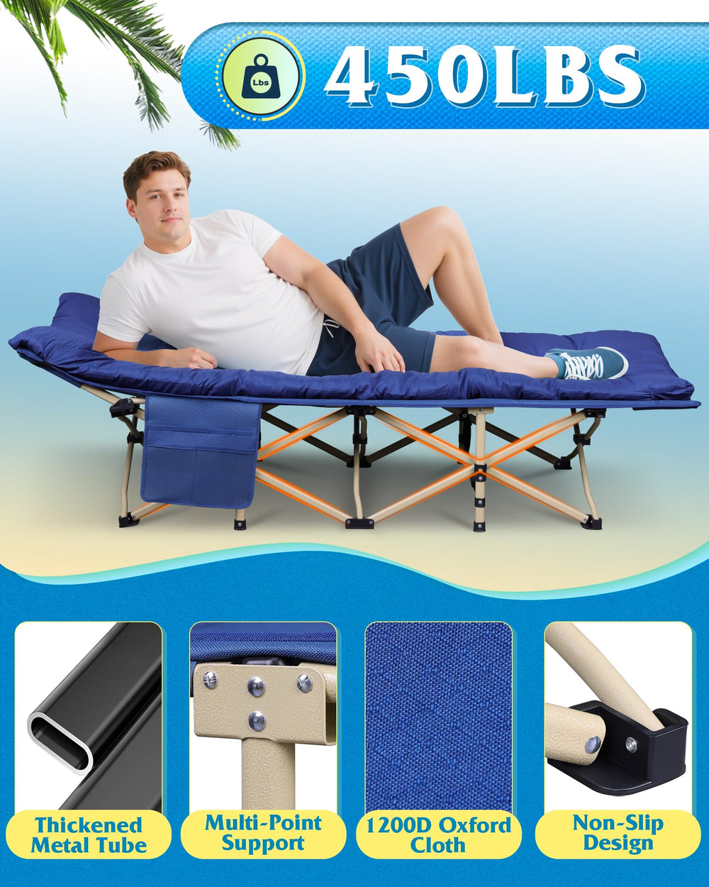 WLIVE camping cot-quick-fold-flat enables easy storage when not in use.