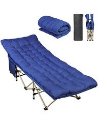 WLIVE camping cot unfolded-setup shows quick, ready-to-sleep surface for outdoor adventures.