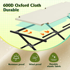 WLIVE military camping cot in compact storage bag for portable travel.