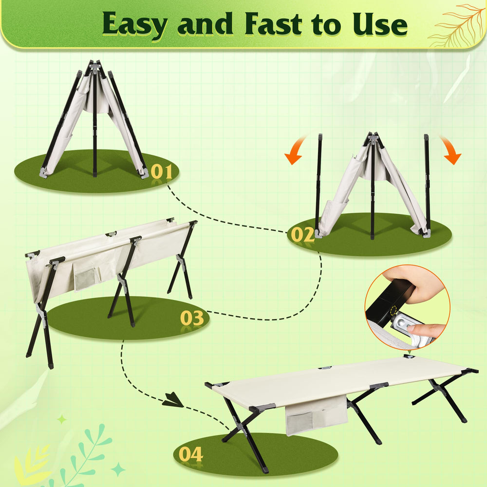 WLIVE military camping cot breathable 600D fabric dries quickly.