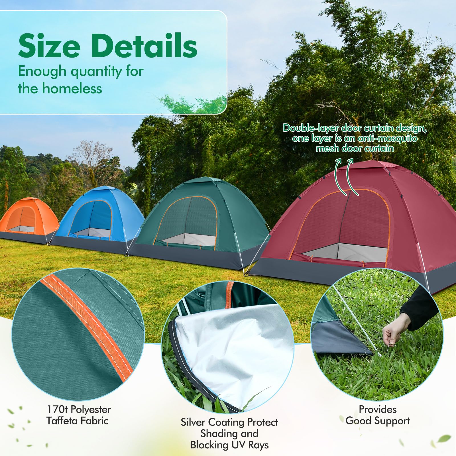 Woanger 10-pack tents rain fly in action provides rain protection.