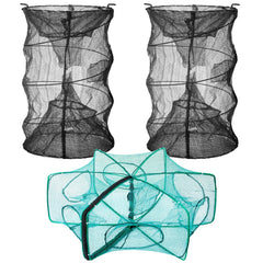 Woanger 3-piece minnow trap set displayed together: two cylindrical traps and one hexagon shrimp net.