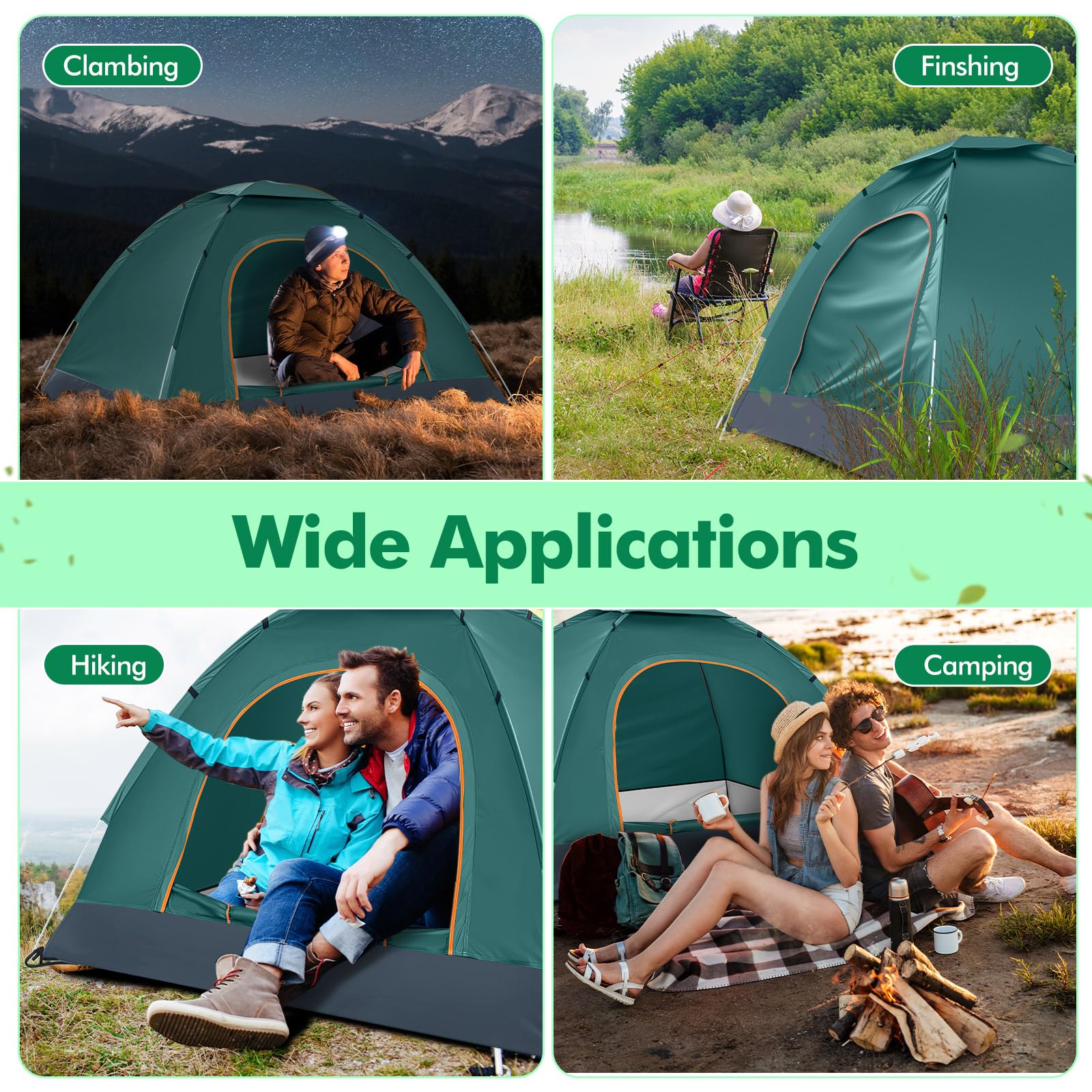 Woanger tent with rain fly included highlights weather-ready shelter option.