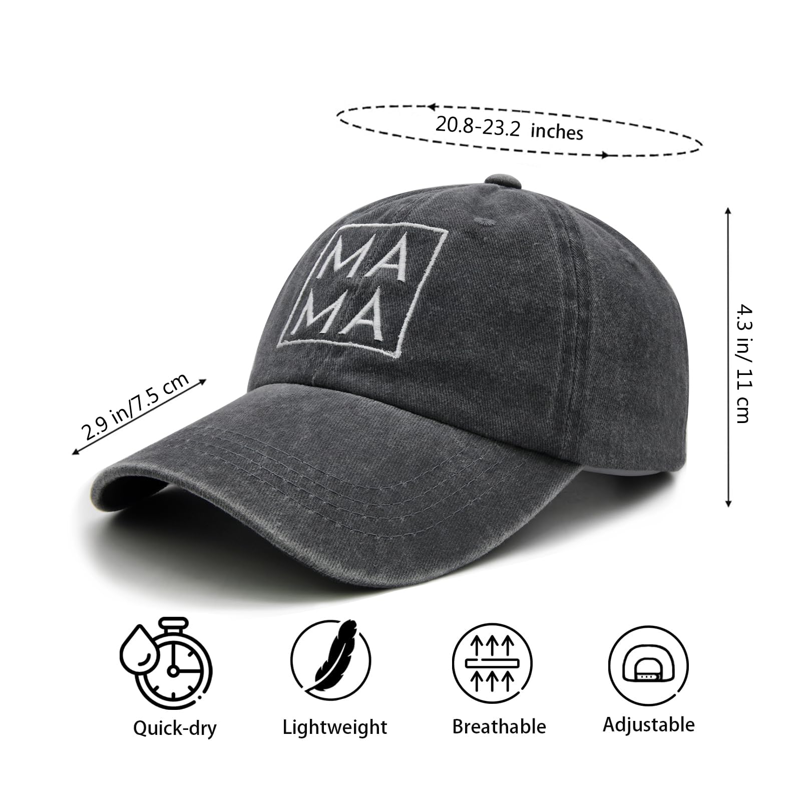 Wodeal Mama Hat for Women on a model, black adjustable cap