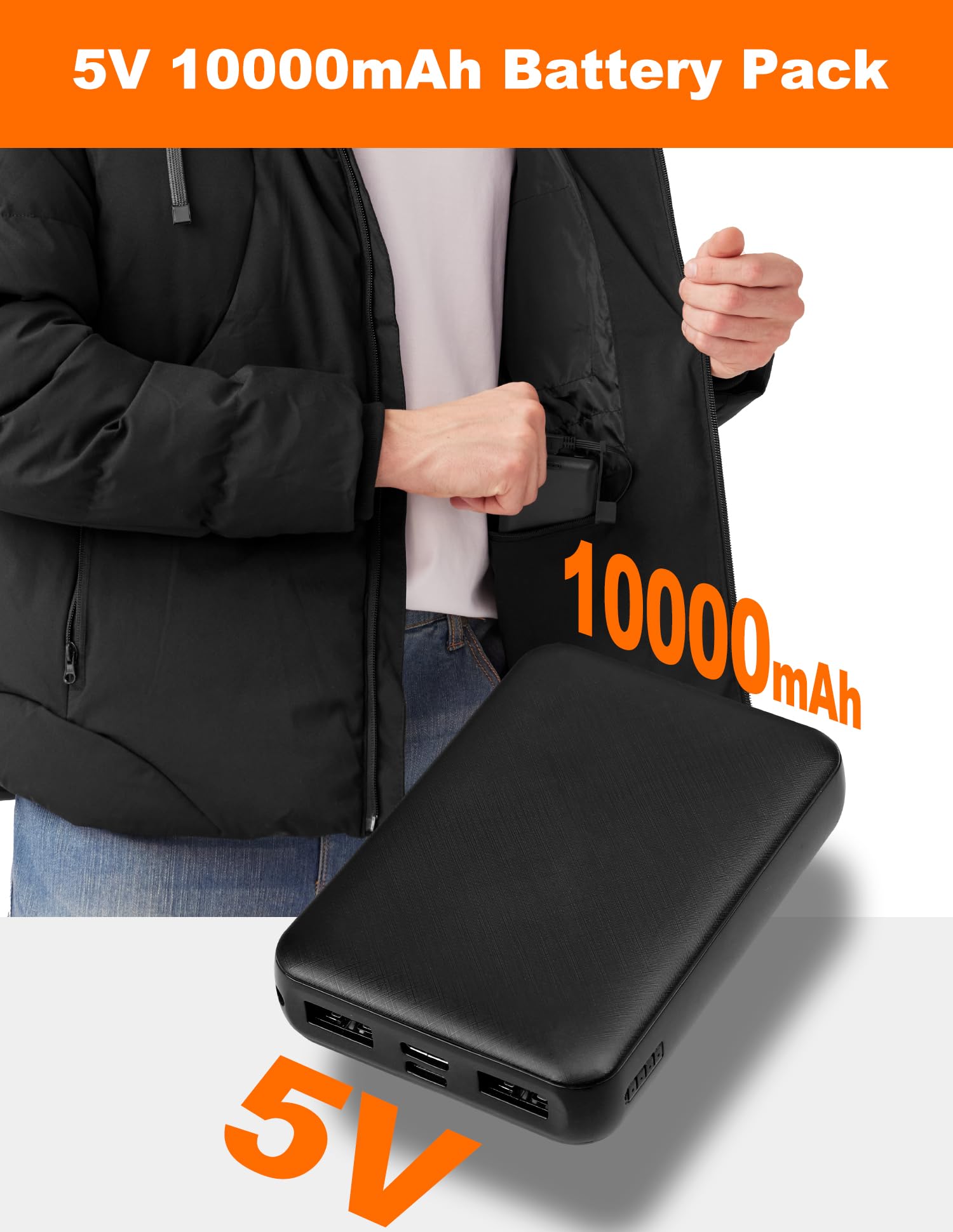 Wodesid heated coat weatherproof material resists wind and water
