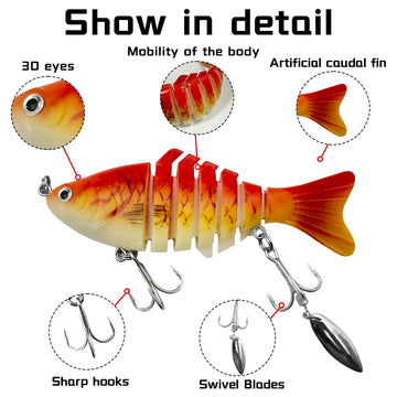 WOEUROI 5pcs bionic swimming bait side view