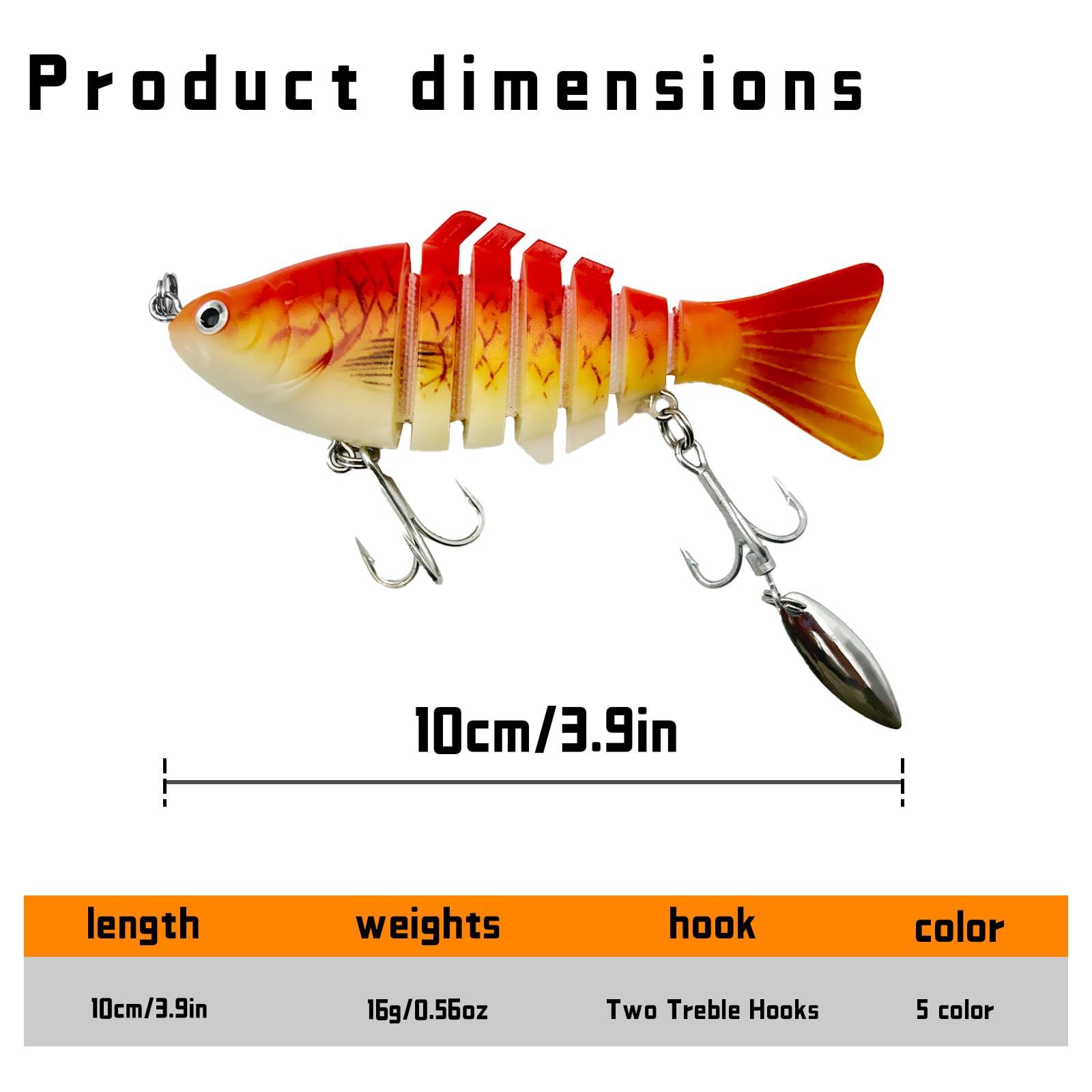 Spinner tail with treble hooks detail