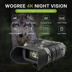 WOGREE Night Vision Goggles 3-inch display for sharp live night previews.