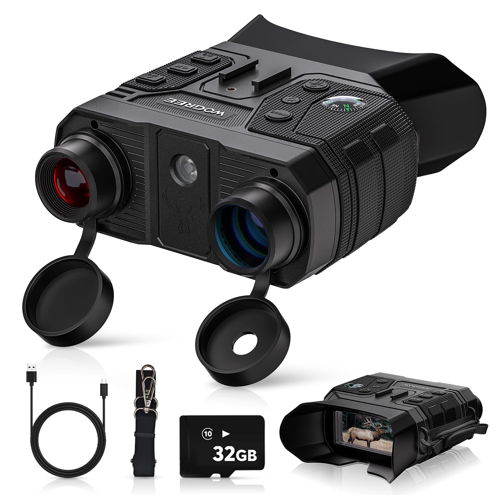 WOGREE Night Vision Goggles display with 4K video for clear night observations