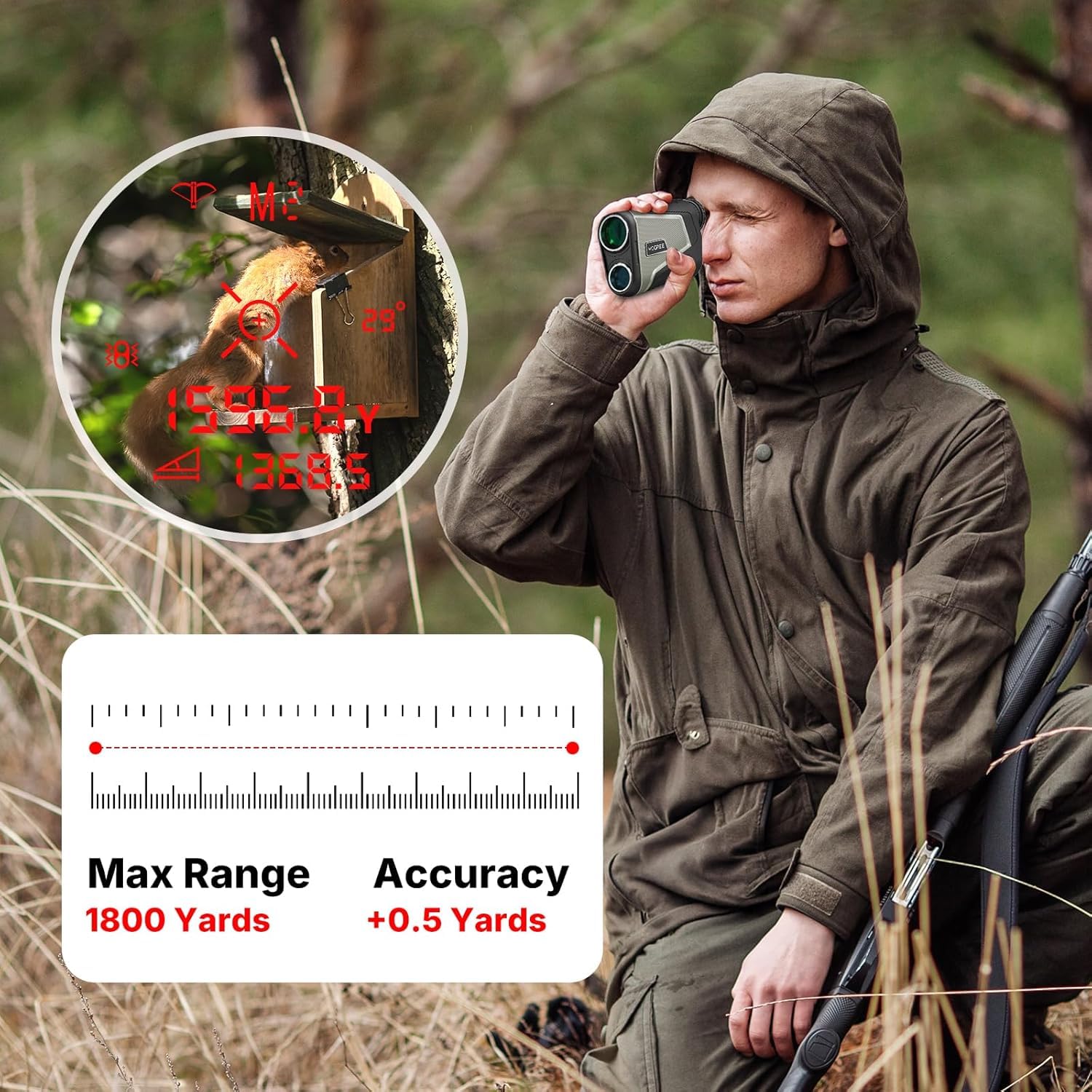 WOGREE rangefinder at 7x magnification reveals crisp target detail.