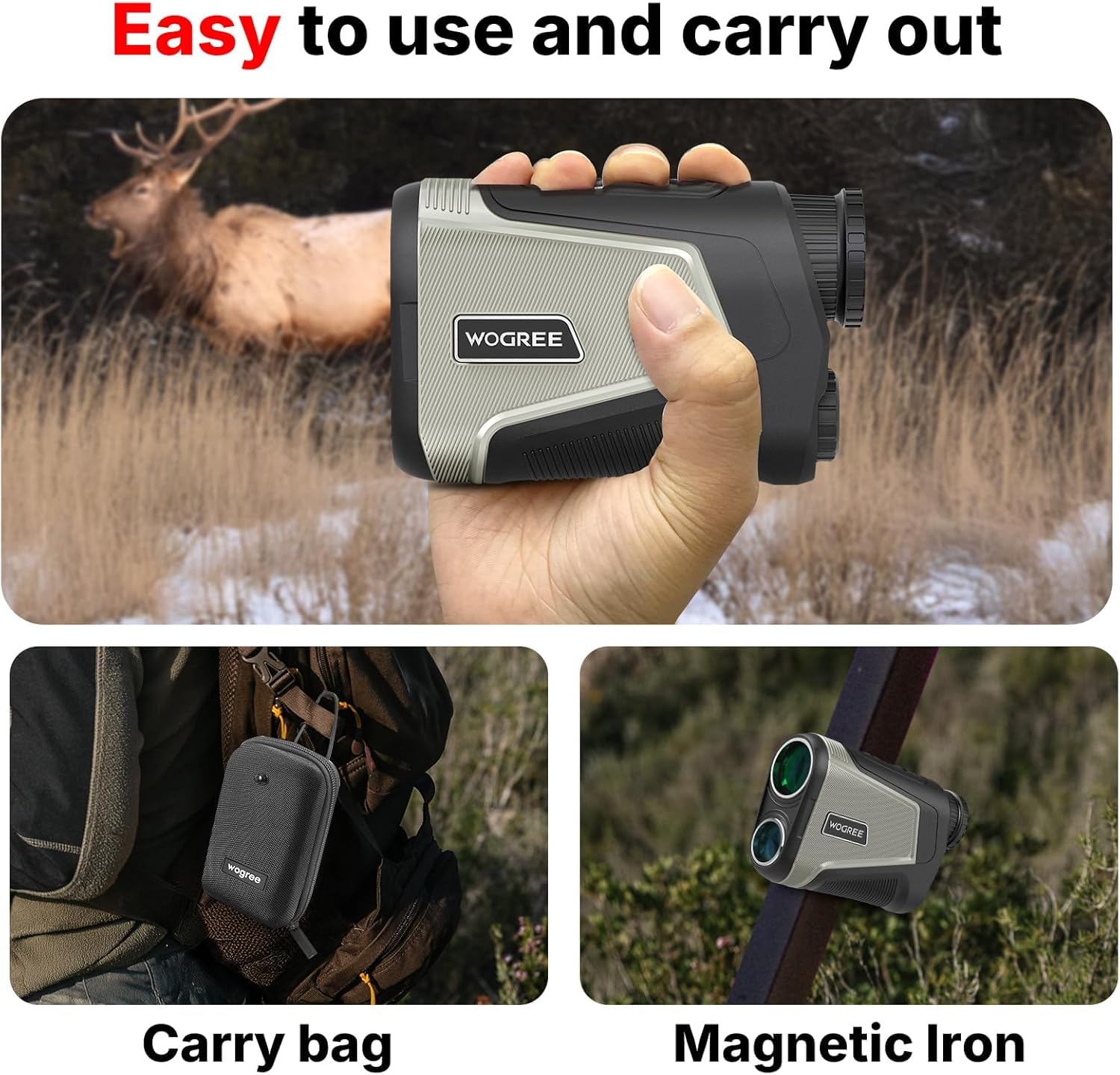 WOGREE bow hunting mode offers target lock with vibration feedback.