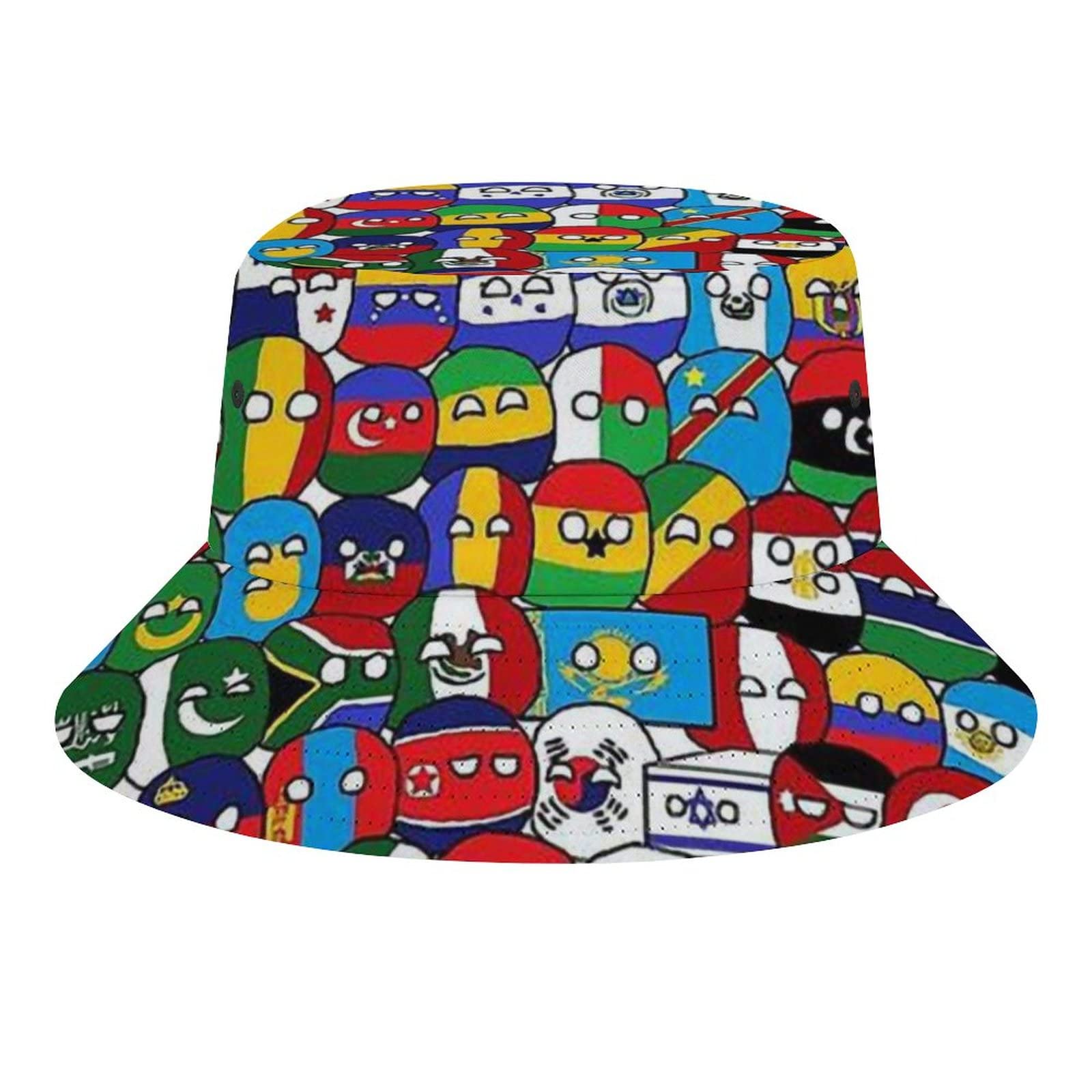 Woidxzxza Countryball Polandball bucket hat front view with sun shade.