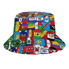 Woidxzxza Countryball Polandball bucket hat front view with sun shade.