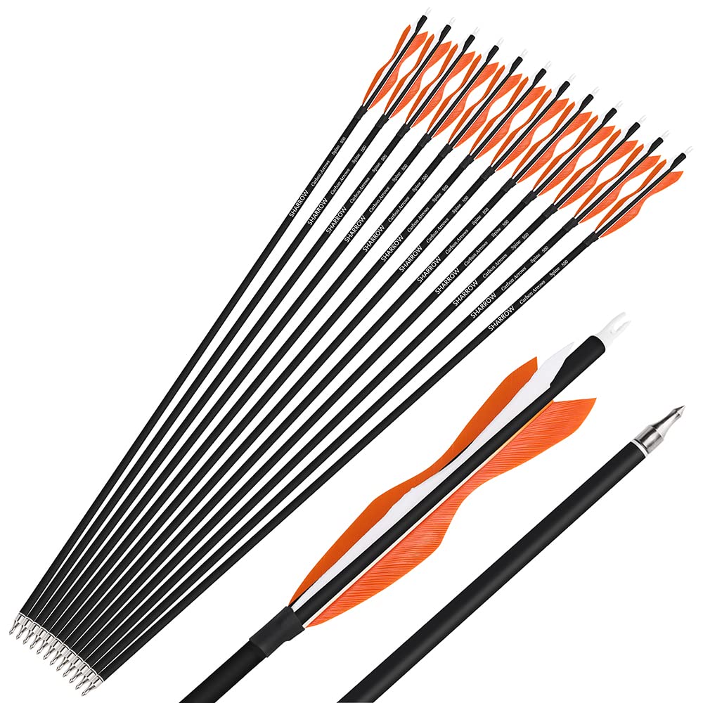 Wolfman 31” carbon arrows orange in-use during target practice for confidence-building