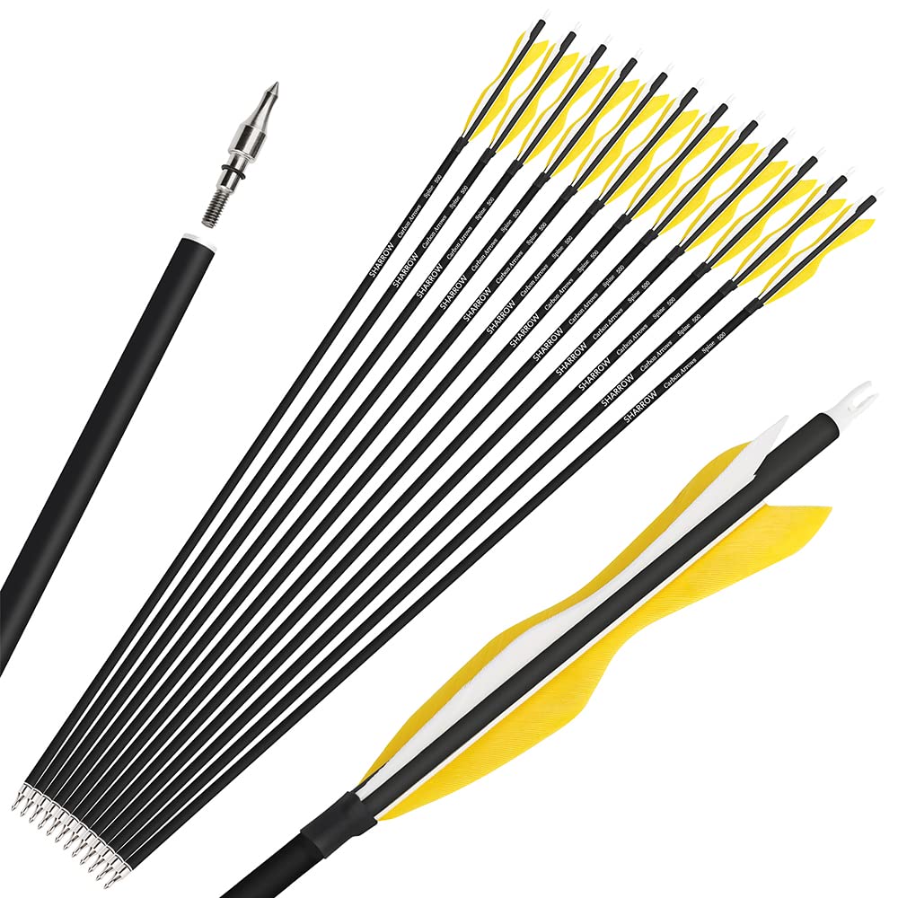 Wolfman 31-inch carbon arrows with turkey-feathers for stable flight