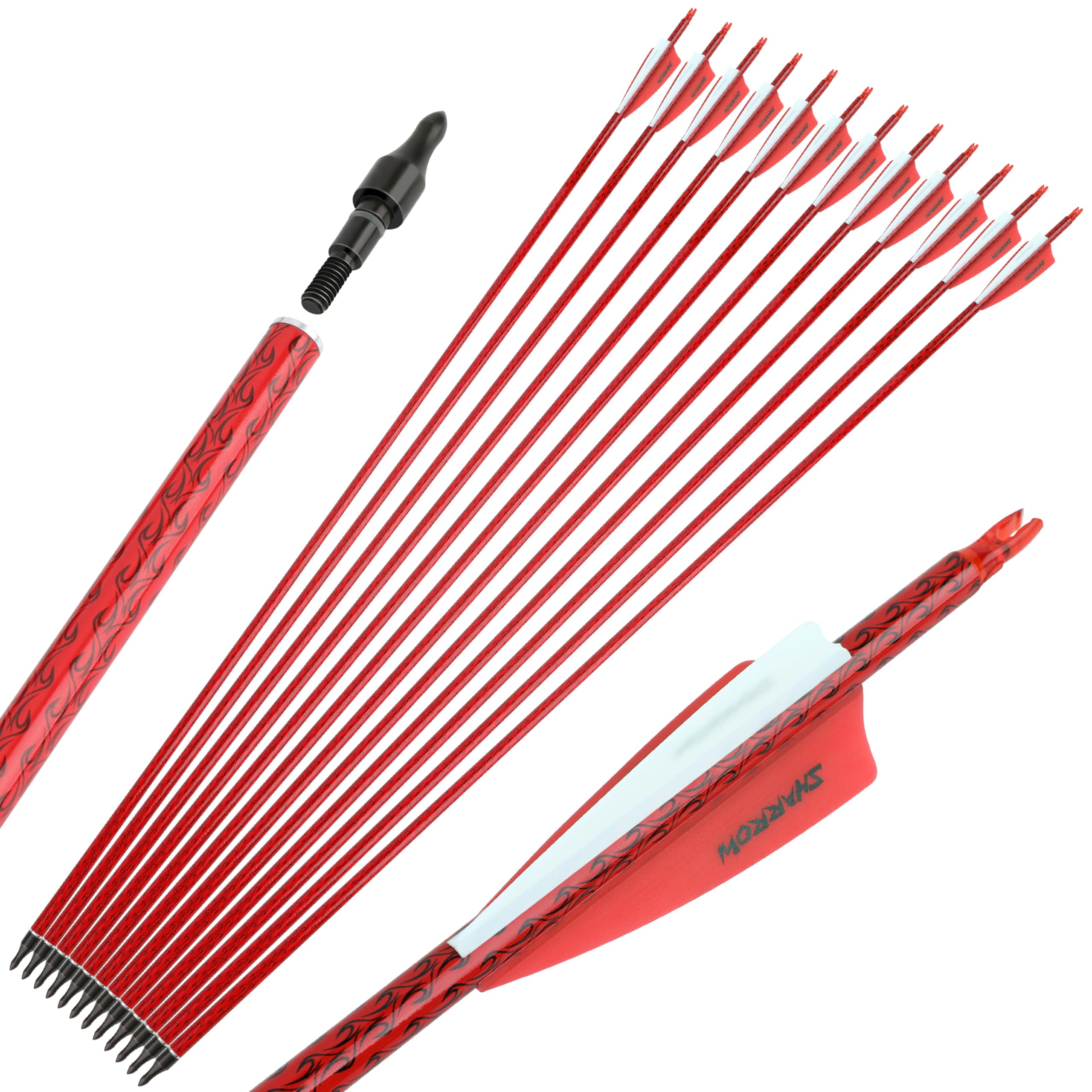 Wolfman carbon arrows package includes 6 arrows for practice or hunting setups.