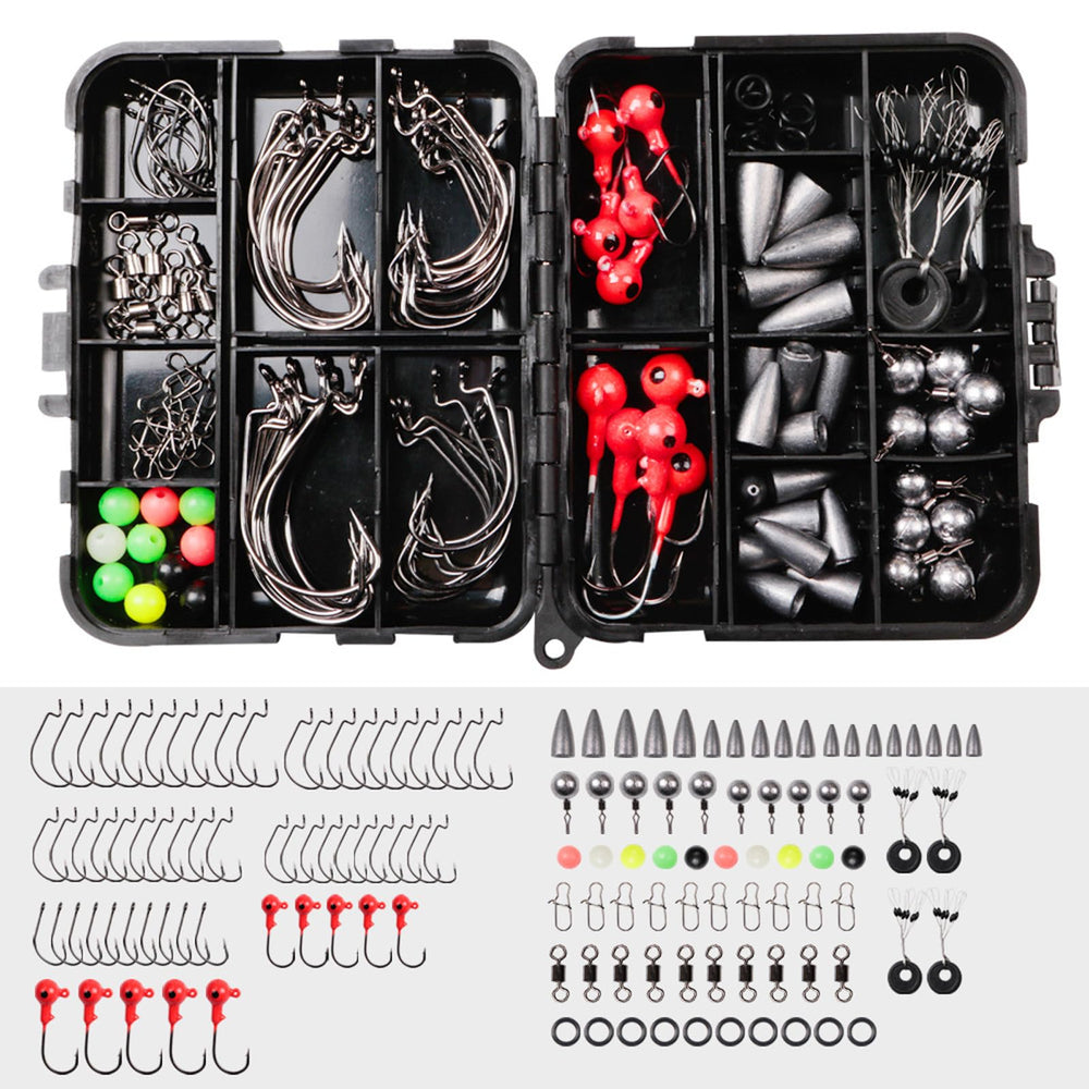 WOLFSKIN 148-piece fishing tackle box opened to show organized compartments