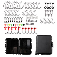 Assorted hooks, weights and accessories included in the 148-piece set