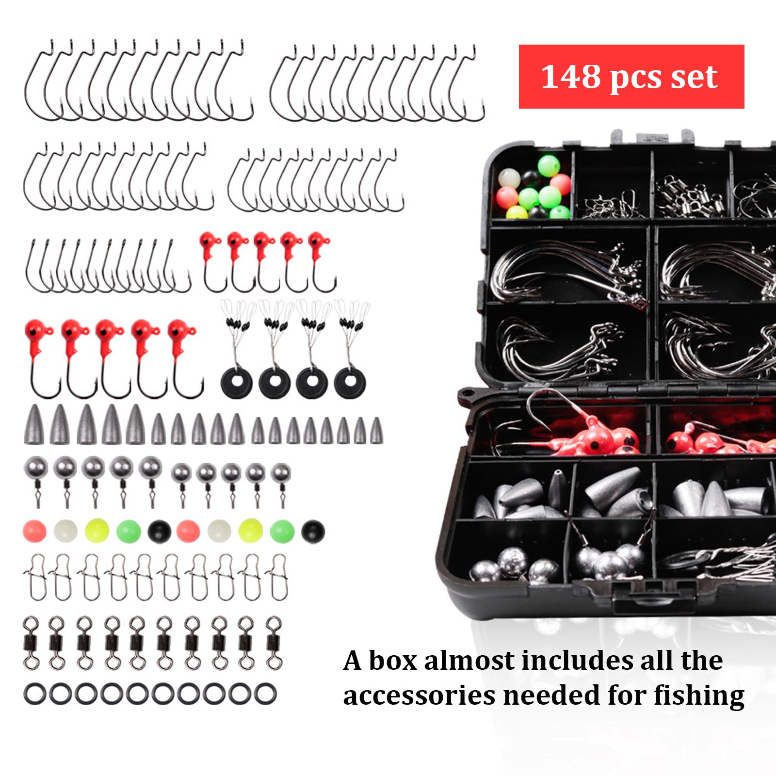 Gift-ready packaging for the WOLFSKIN 148-piece fishing tackle kit
