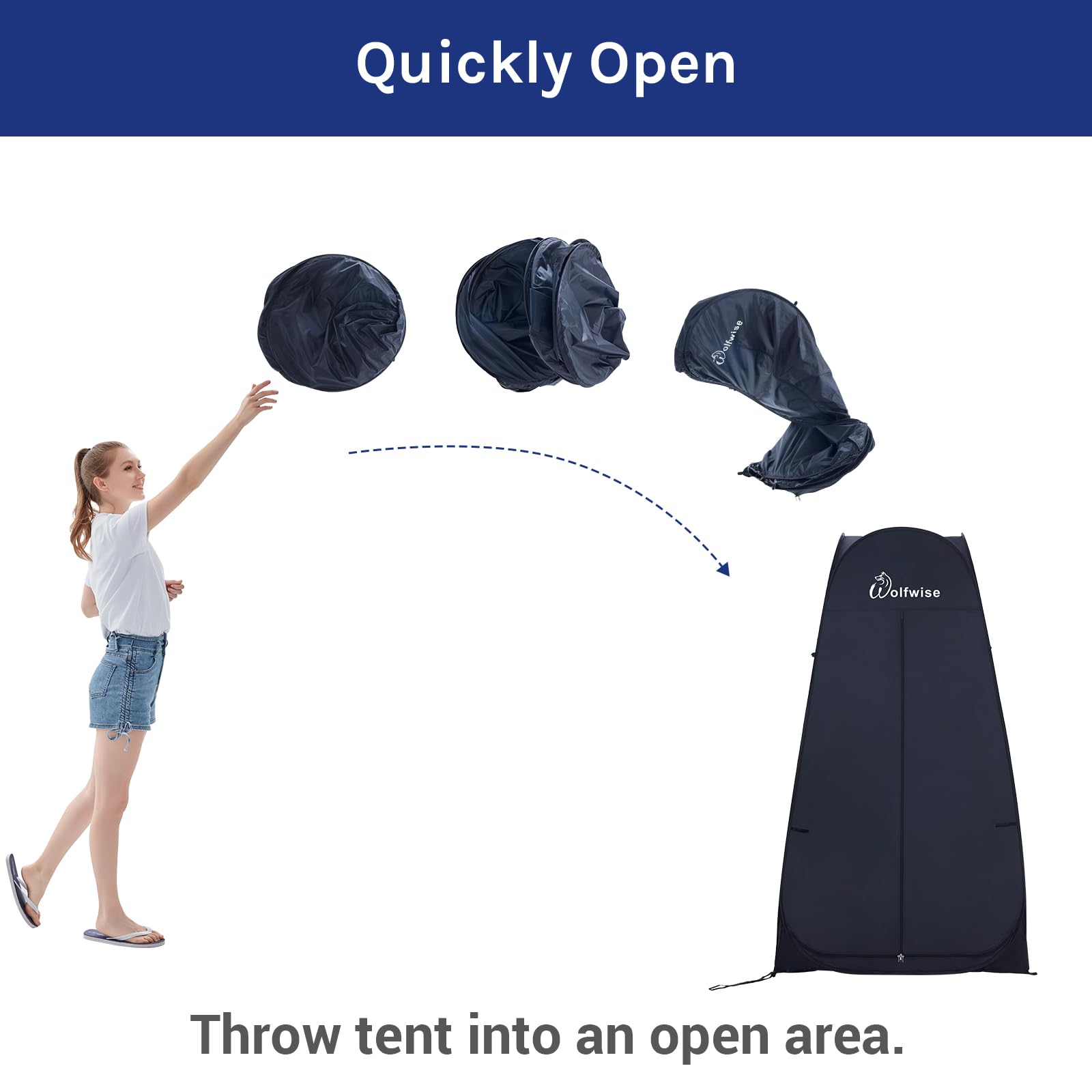 WolfWise changing tent includes clothesline and hanging storage for quick organization.