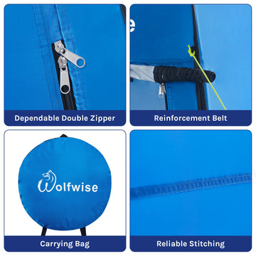 Two zipper windows on WolfWise tent allow fresh air and ventilation.