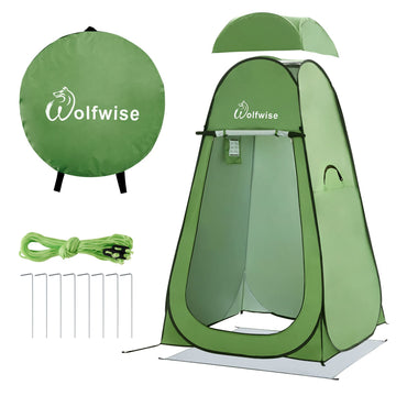 WolfWise pop-up changing tent open provides instant private beach changing space.