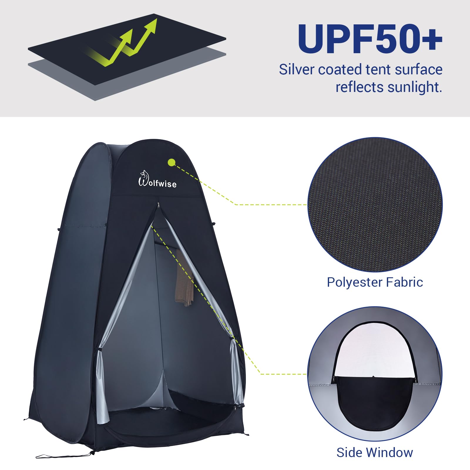 WolfWise changing tent with large T-style door for easy access and quick changes.