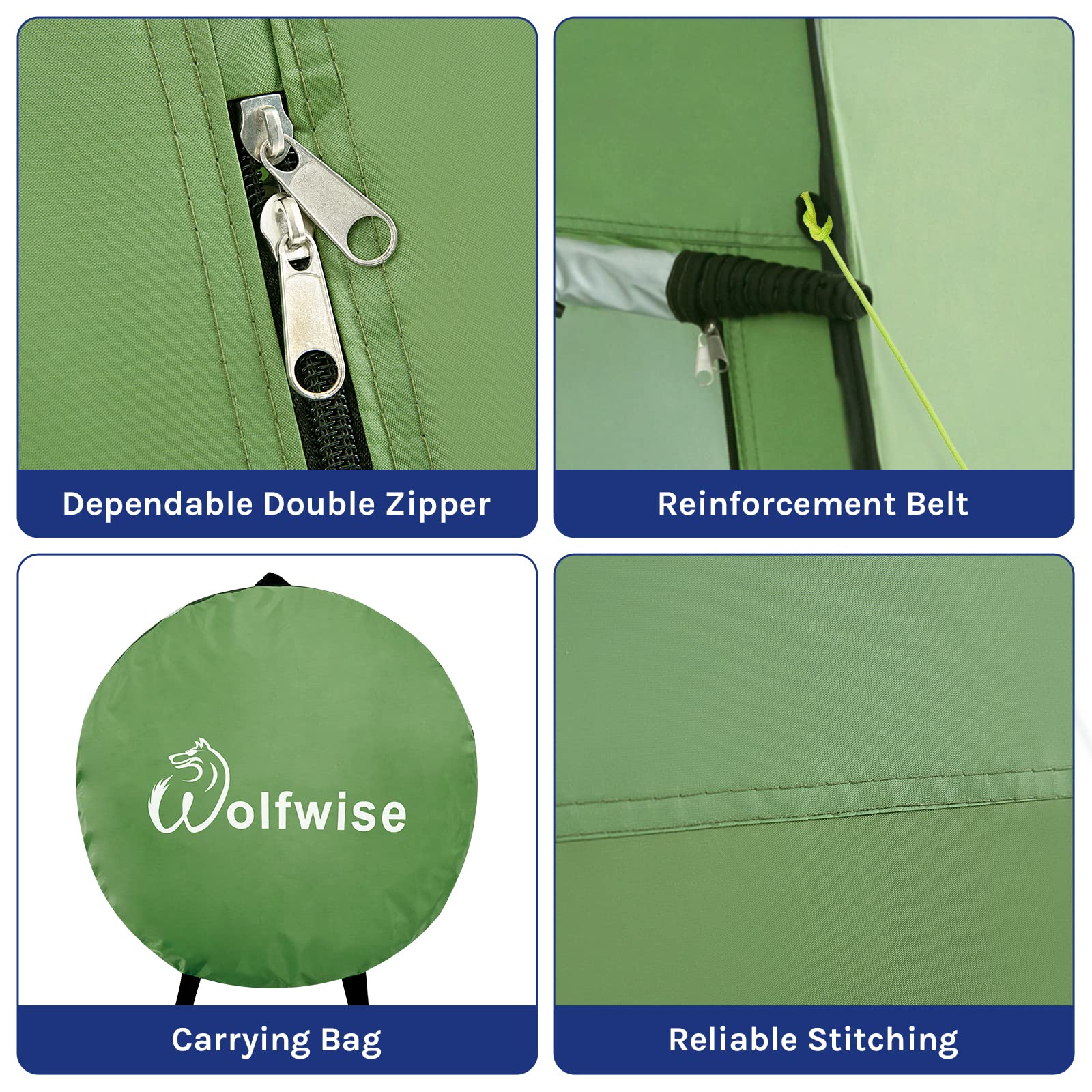 WolfWise sturdy steel-frame tent with stakes anchors securely in windy weather.