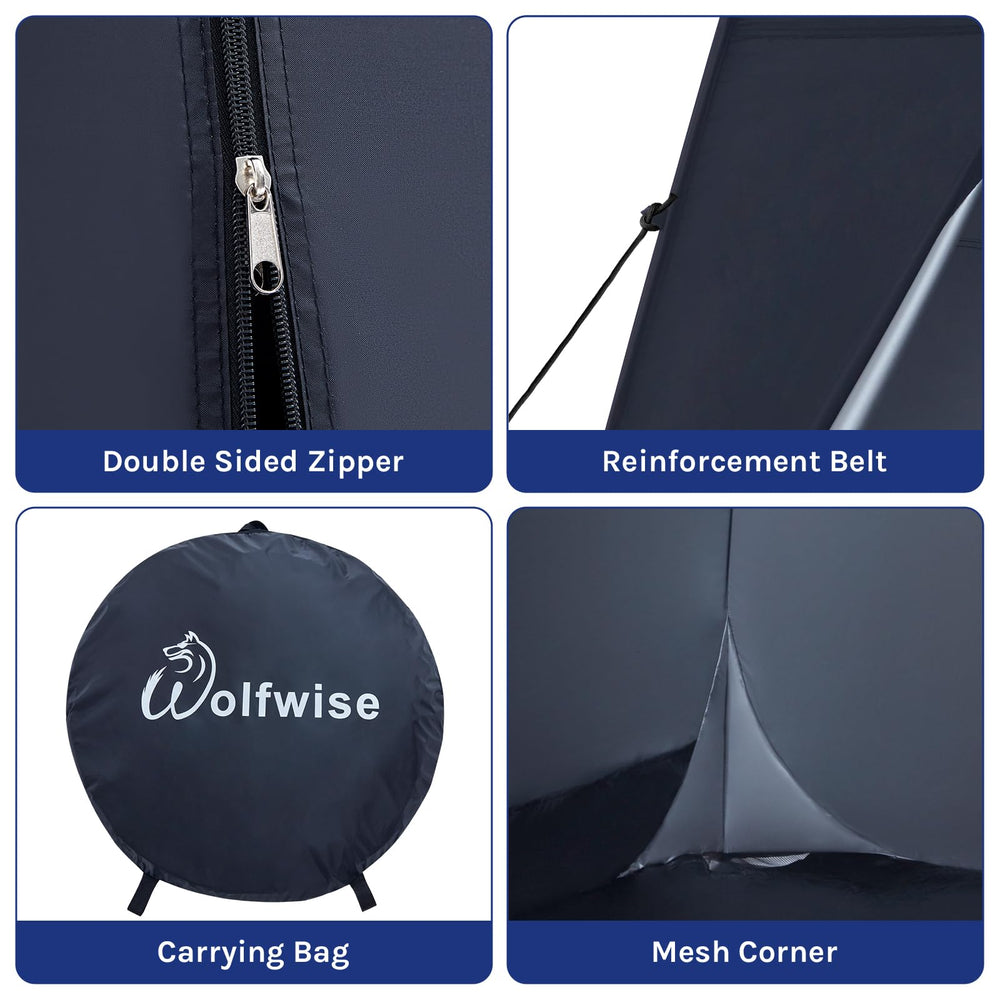 WolfWise tent interior offers 6.6 ft high clearance and roomy 47x47 inch floor.