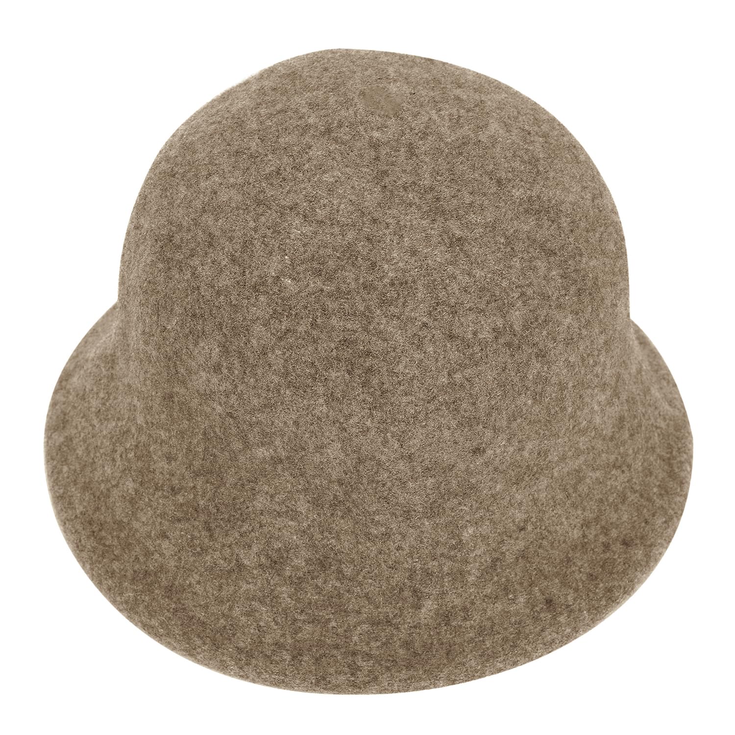 Brown faux wool felt church bowler cap style for women