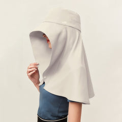 Back view showing large neck flap and back coverage